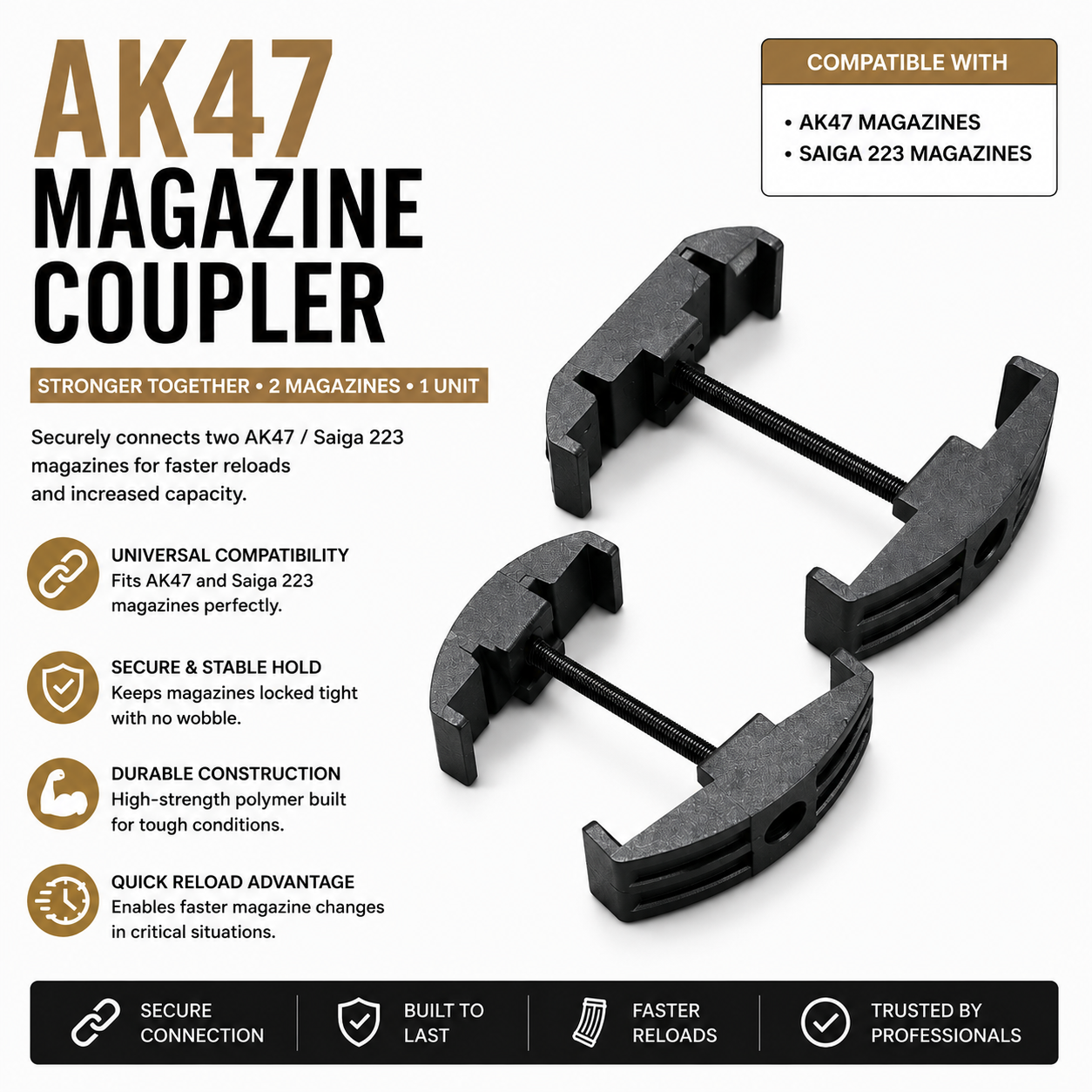 Double magazine holding polymer clips