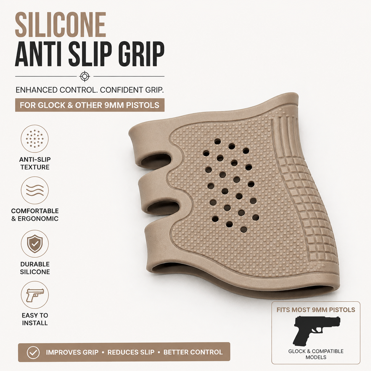 Imported anti slip grip for Glock