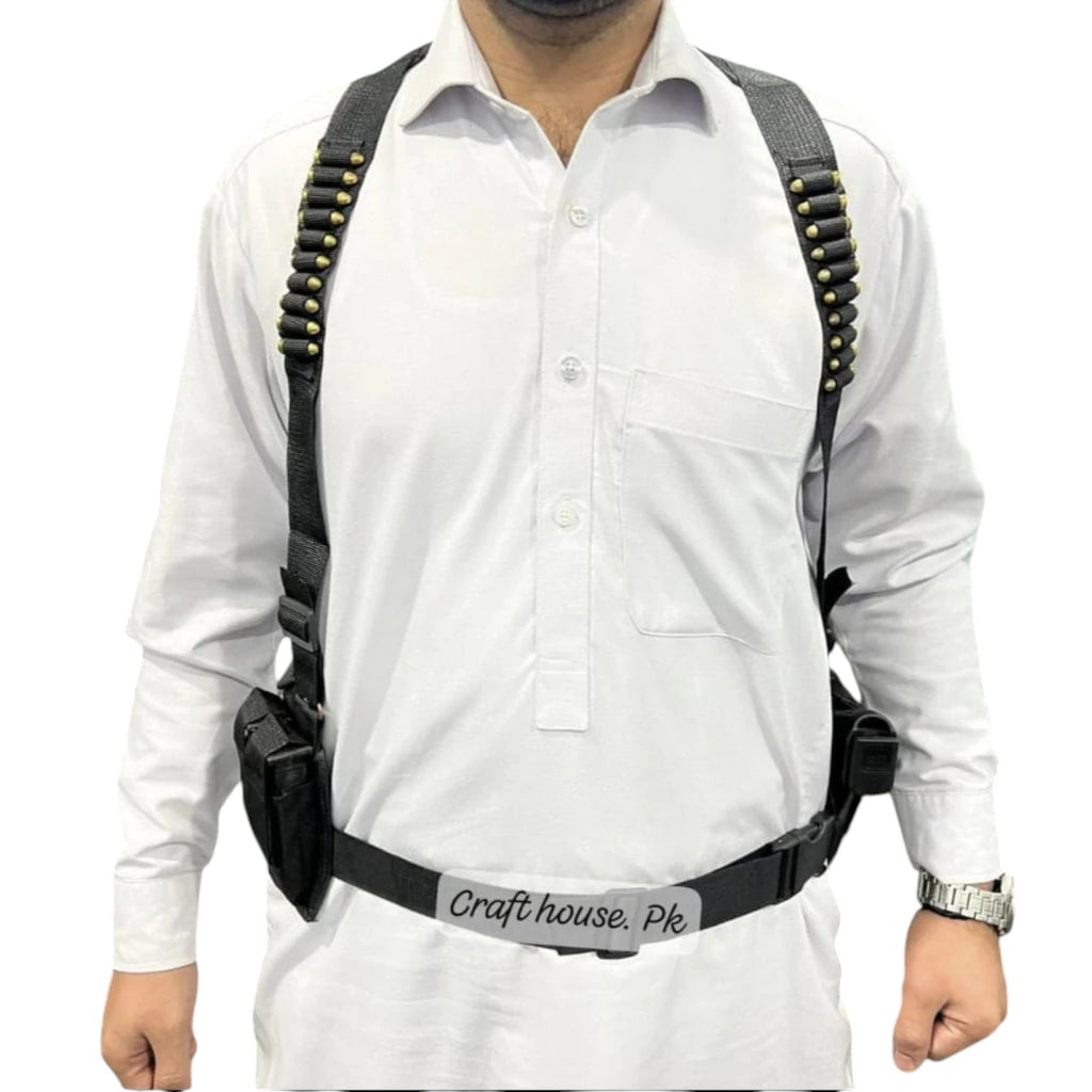 Double Sided Shoulder Cover with 2 spare mags pouches - Black