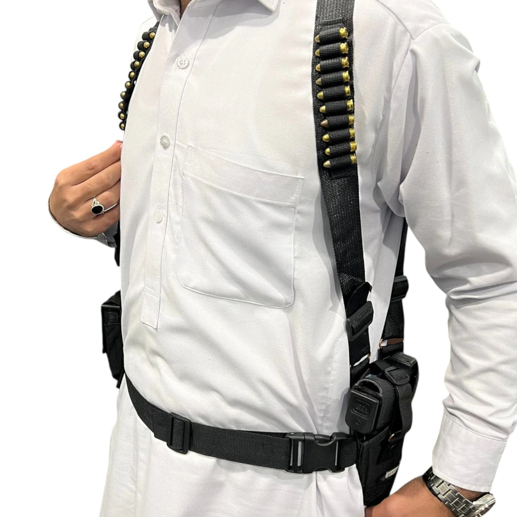 Double Sided Shoulder Cover with 2 spare mags pouches - Black