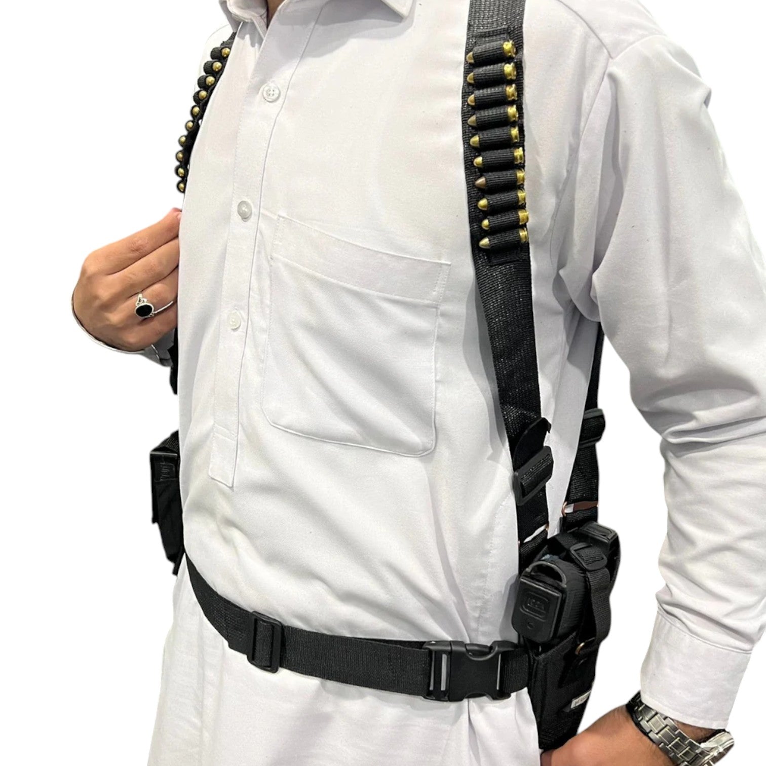 Double Sided Shoulder Cover with 2 spare mags pouches - Black
