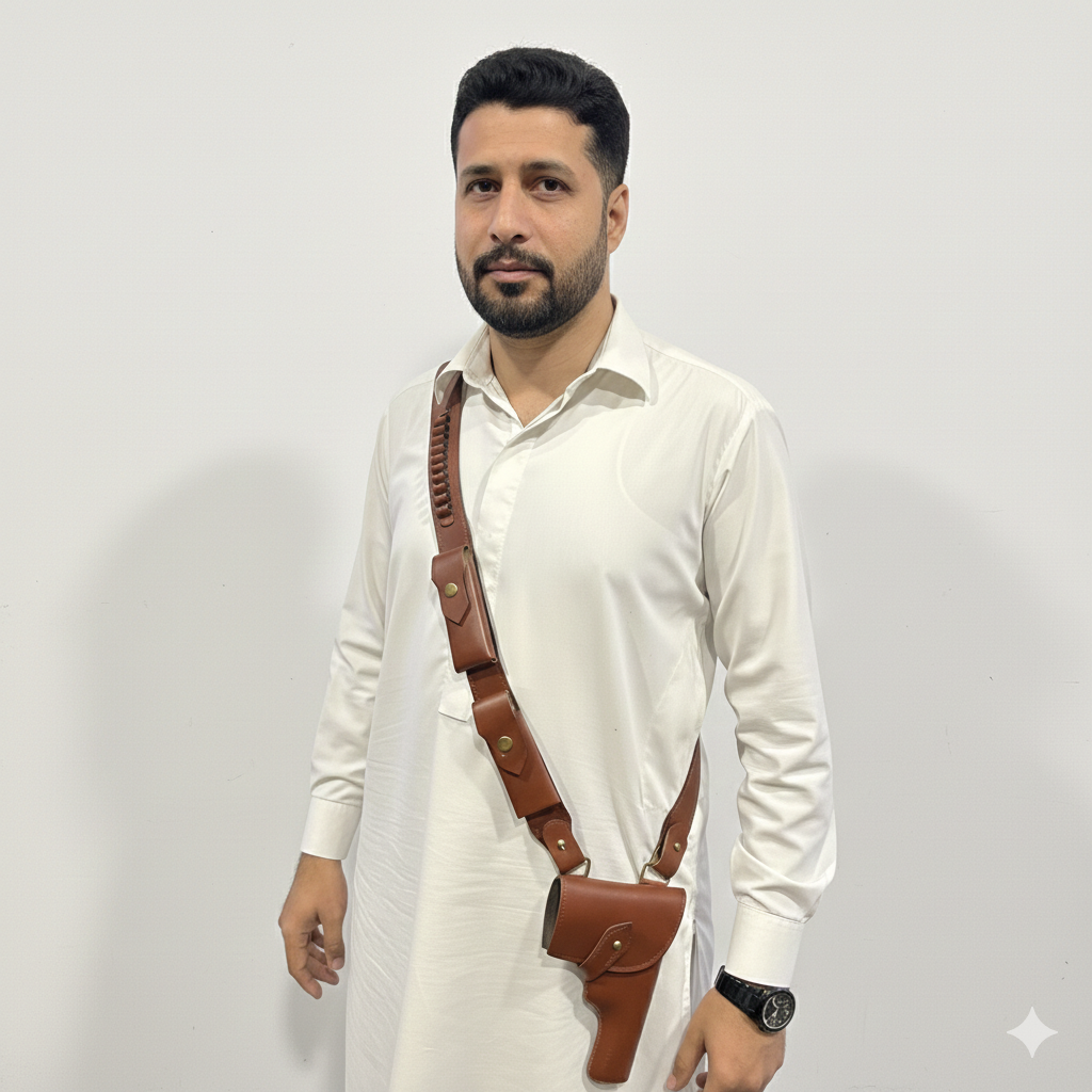 Crossbody Shoulder leather holster for norinco 30 bore