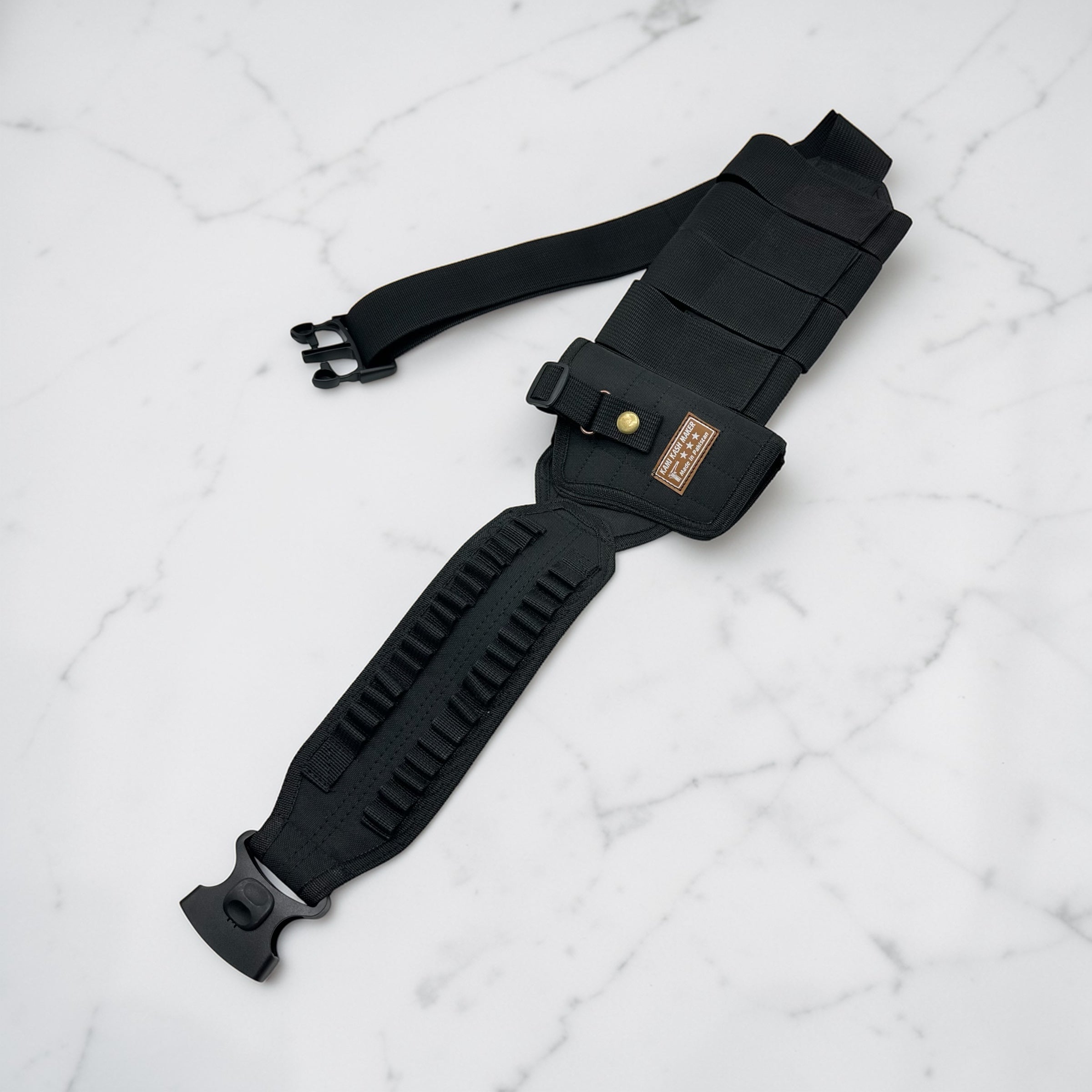 Belly belt holster with four spare mag pouches