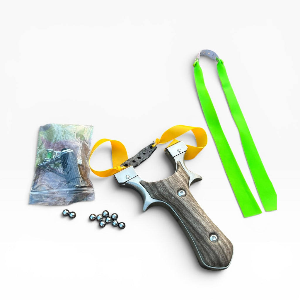 Imported metal slingshot with side laser - 1 extra rubber 10x pelets included