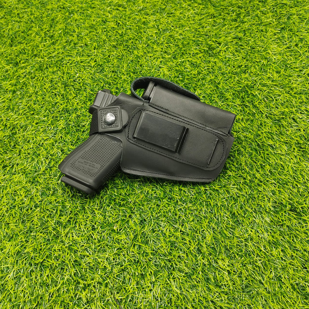 Leather IWB + OWB Cover with 1 spare mag pouch - Universal