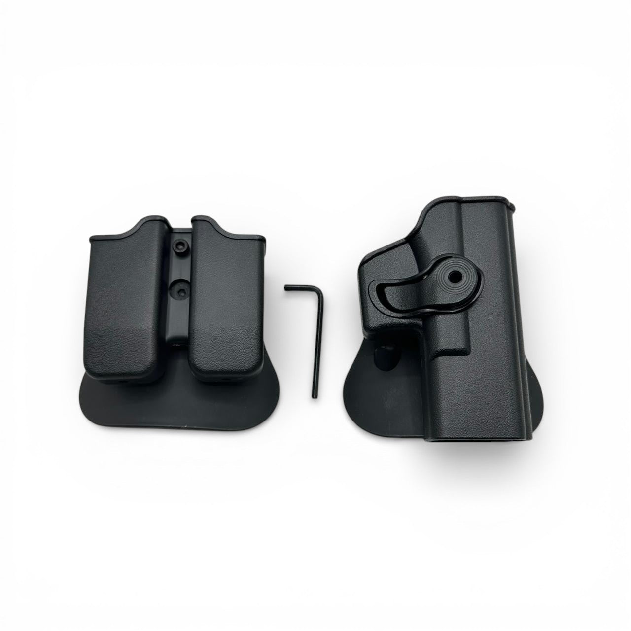 Glocckk Polymer Holster OWB with 2 spare mag holster